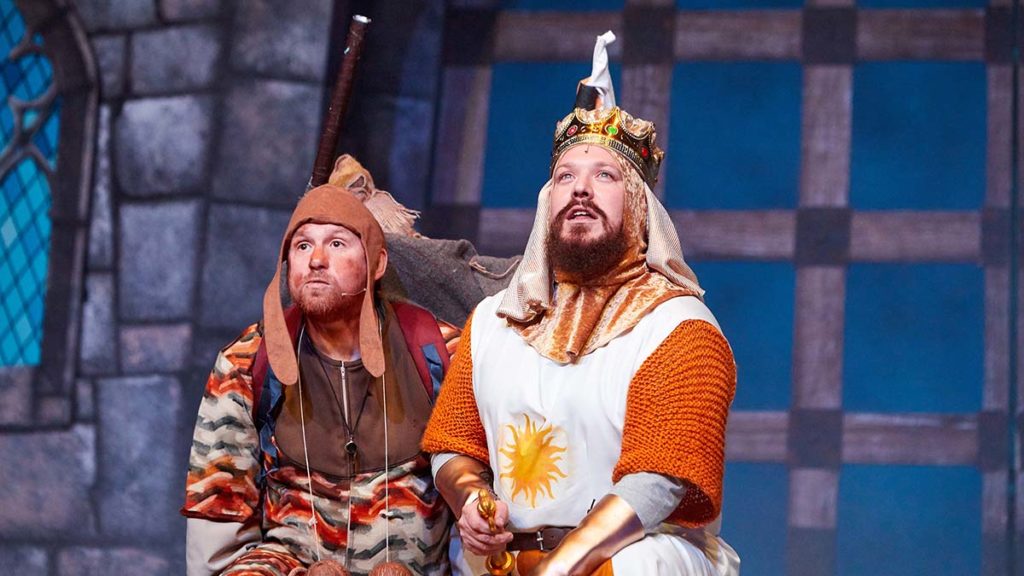 James Pugh as Patsy and Pete Beck as King Arthur