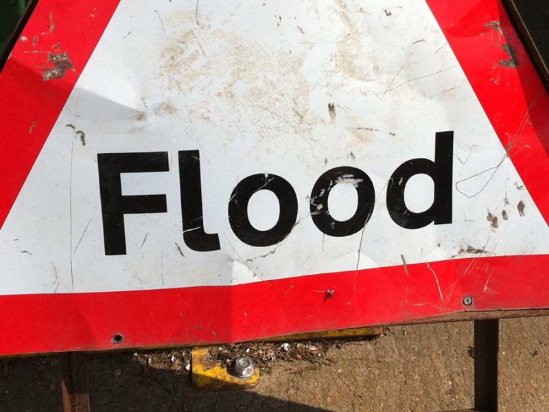 Flood sign. Picture: Howard Lake