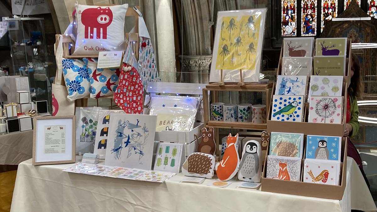 Locally produced arts and crafts on offer at market in Lichfield