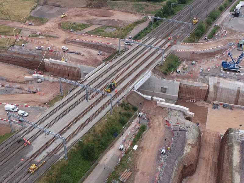 The new bridge carrying the West Coast Main Line over the HS2 route