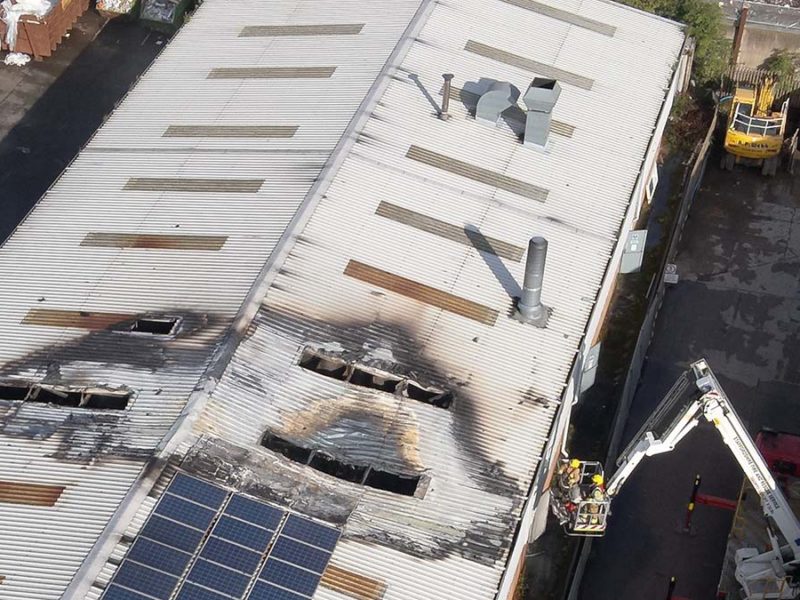 An image from a drone at a recent factory fire in Staffordshire